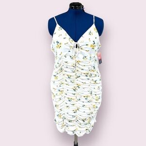 Haley & June NWT White Floral Spaghetti Strap Ruched Dress Women’s Plus Size 2X